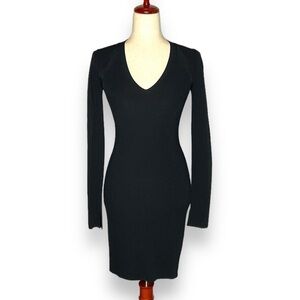 NWT Rag & Bone Black Ribbed Cutout Back Long Sleeve Stretch Bodycon Gail Mini S